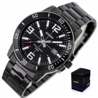 ZEGAREK MĘSKI CASIO STILON czarny stalowy datownik +BOX +GRAWER