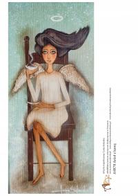 Papier ryżowy A4 - Anioł z kawą - Arabeska
