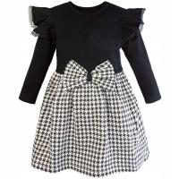 Sukienka wizytowa z długim rękawem bawełniana ELEGANCKA dla dziewczynki