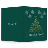 KARTKA ŚWIĄTECZNA BOŻE NARODZENIE ŻYCZENIA - CHOINKA - ZŁOTO (SKŁADANA)