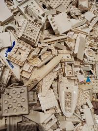 Lego mix klocków, płytek, akcesoria białych - 100g + BONUS