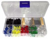 Zestaw diody LED DIP 5 mm rezystory oprawki -250 szt