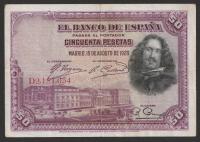 Hiszpania 50 peset 1928 - Diego Velazquez - D2