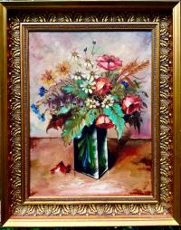 SYGNOWANY ORYGINALNY STARY OBRAZ - EVA HARRIET HANSEN 1920 KWIATY WIOSENNE