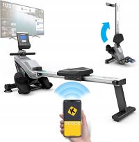 WIOŚLARZ DOMOWY MAGNETYCZNY SKŁADANY Z LCD APLIKACJĄ TRENINGOWĄ DO 100 KG