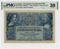 100 Rubli 1916 Poznań - numeracja 7-cyfrowa - PMG 30