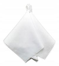 Biała Chustka do Tańca Poloneza - Studniówka, Chusteczki z Pętelką na Palec