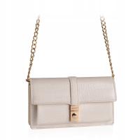 BETLEWSKI Torebka Damska Kopertówka Lakierowana Elegancka Skóra Eko Beżowa