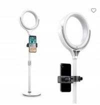 СВЕТОДИОДНЫЙ КОЛЬЦЕВОЙ СВЕТИЛЬНИК СО ШТАТИВОМ ДЛЯ ТЕЛЕФОНА F-537 60 СМ БЕЛЫЙ