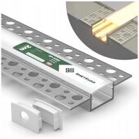 Profil LED Aluminiowy Do Płyt GK Gipsowych 2m Regips Wpuszczany 20mm Klosz