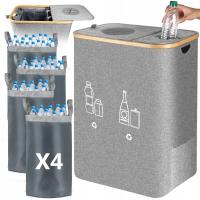 Pojemnik na butelki kaucyjne 125L z pokrywką i 4 wyjmowanymi workami, kosz do recyklingu