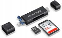 JJC Metalowy czytnik kart SD i MicroSD do iPhone'a CZARNY