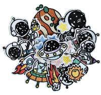 TERMO NASZYWKI HAFTOWANE ŁATKA SAMOPRZYLEPNA ZESTAW KOSMOS MIX 22 SZT