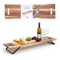 Taca drewniana do serwowania przekąsek wędlin serów deska na nóżkach 67 cm
