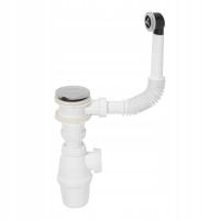 Бутылочный сифон для раковины с переливом клик-клак Wirquin 32 мм