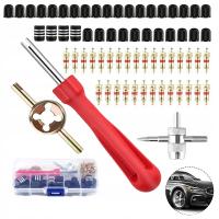 Klucz wkrętak do wkładów wentyli samochodowych rowerowych 67el duży zestaw