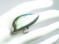 Labradoryt Pierścionek Duży Piękny Polaryzacja Regulowany Naturalny - 42in