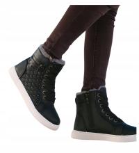 Trampki damskie zimowe ocieplane futerkiem lekkie buty sportowe 18612