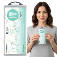 Tipsy do przedłużania paznokci Flexi Tips Coffin przezroczyste 240 szt.