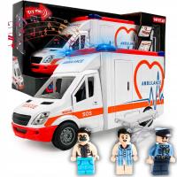 DUŻA KARETKA POGOTOWIA INTERAKTYWNA AUTO RATOWNIK PACJENT POLICJANT NOSZE