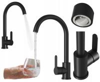 BATERIA KUCHENNA CZARNA ZAOKRĄGLONA WYLEWKA DO ZLEWU PRESTIGE PLUS KRAN