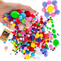 POMPONY KREATYWNE POM POM ARTS DEKORACYJNE DIY HAND MADE 450SZT RZEMIOSŁO