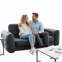 SOFA DMUCHANA POMPOWANA SZARA KANAPA ŁÓŻKO WERSALKA MATERAC 2 OSOBY WYGODNA