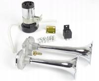 FANFARA KLAKSON SYGNAŁ CHROM KOMPRESOR GŁOŚNY 12V KLAKSON