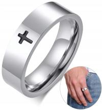 Серебряное кольцо перстень крест Крест панк сталь