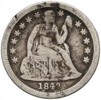 USA, 10 centów 1842, Siedząca Liberty, st. 3-