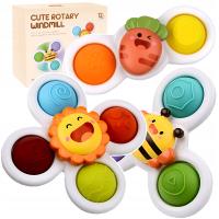 MIĘKKIE SPINERY DO KĄPIELI ZABAWKA SENSORYCZNA SPINNER Z PRZYSSAWKĄ 3 SZT