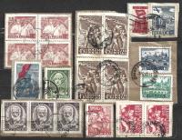 PRL, znaczki kasowane bez kleju, na wycinkach, zestaw (2)