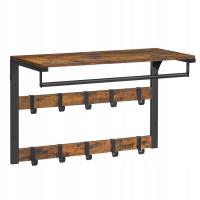 Półka z Wieszakami ŚCIENNA loft INDUSTRIAL z drążkiem