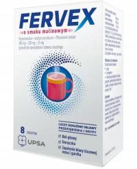 Fervex lek na objawy przeziębienia i grypy smak malinowy 8 saszetek