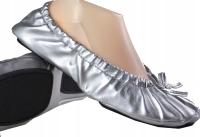 Kids BALETKI Balerinki DO TAŃCA NA BALET RYTMIKA Gumka Srebrne +