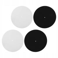 4 SZT. PODKŁADEK POD GRAMOFON - BIAŁO-CZARNE MATY NA TALERZ GRAMOFONOWY DO PŁYT WINYLOWYCH 12 CALI