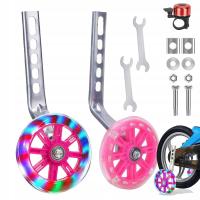 KÓŁKA BOCZNE LED DO ROWERU 12-20 IN KOŁA PODPOROWE DO ROWERU LED RÓŻOWY