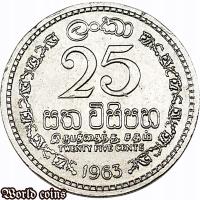 25 CENTÓW 1963 SRI LANKA