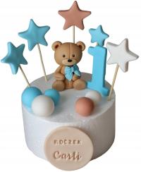 Набор плюшевых мишек со звездами годовалый / крещение - фигурки из помадки для торта