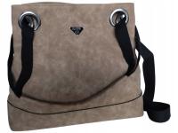 Duża Torebka Shopper Damska Eko Zamszowa Taupe Beż Miejska Na Ramię