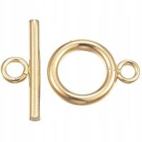 Zapięcie ozdobne toggle stal nierdzewna 20mm pozłacane 14k złotem 5szt