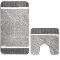 НАБОР КОВРИКОВ ДЛЯ ВАННОЙ КОМНАТЫ ИЗ 2 КОВРИКОВ НЕСКОЛЬЗЯЩИЙ МЯГКИЙ СЕРЫЙ 50X80