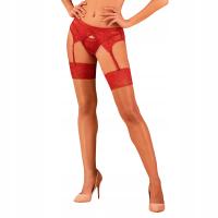 Obsessive Lacelove stockings czerwony M/L POŃCZOCHY DO PASA