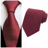 KRAWAT męski ŻAKARDOWY elegancki W KRATĘ modny do garnituru KLASYCZNY 8 cm