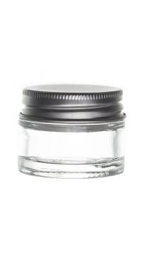 Słoik szklany bezbarwny 15 ml ze srebrną nakrętką aluminiową