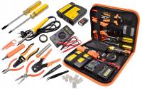 ZESTAW NARZĘDZI SIECIOWYCH I ELEKTRYCZNYCH TESTER ZACISKARKA ŚCIĄGACZ ETUI