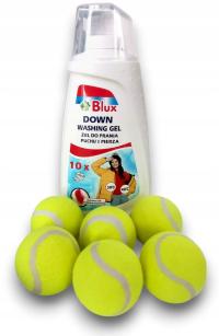 Płyn Żel do prania puchu i pierza 1litr Blux +Tenisowe piłeczki Piłki 6 szt