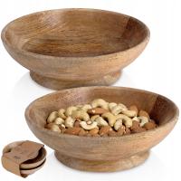 2x Miska DREWNIANA miseczka do serwowania sałatek przekąsek potraw 400 ml
