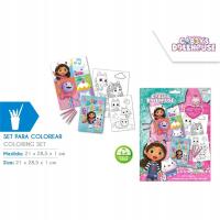 Zestaw do kolorowania 6 kredek + naklejki COLOURING SET GABBYS DOLLHOUSE