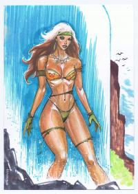 Oryginalny Rysunek Jungle Girl A5